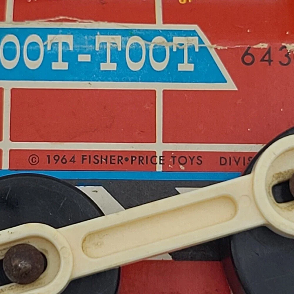 Vintage 1964 Fisher Price 643 Toot-Toot Train Engine Wooden Pull Toy